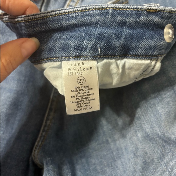 Frank & Eileen Derry Jeans size 27 Light blue wash Straight Legs - Picture 4 of 4